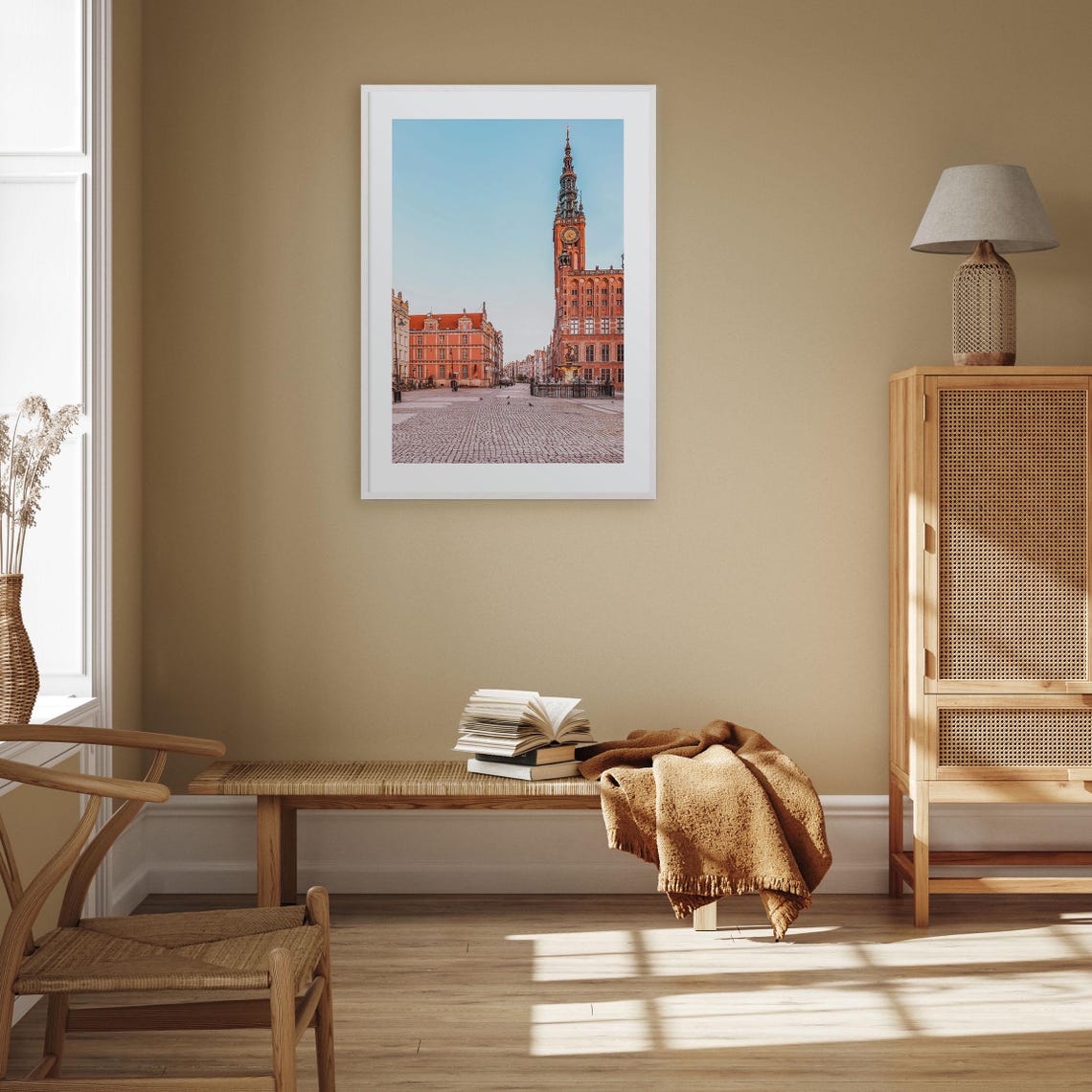 Gdansk Old Town Square with Tall Clock Tower Morning Photo Print - Image 3