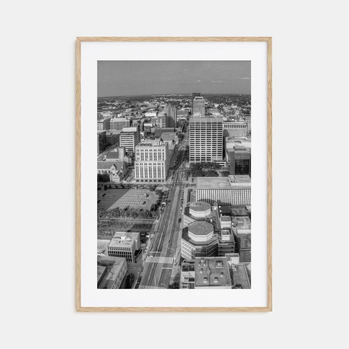 Dayton Ohio Downtown Aerial Skyline City View Black and White Poster