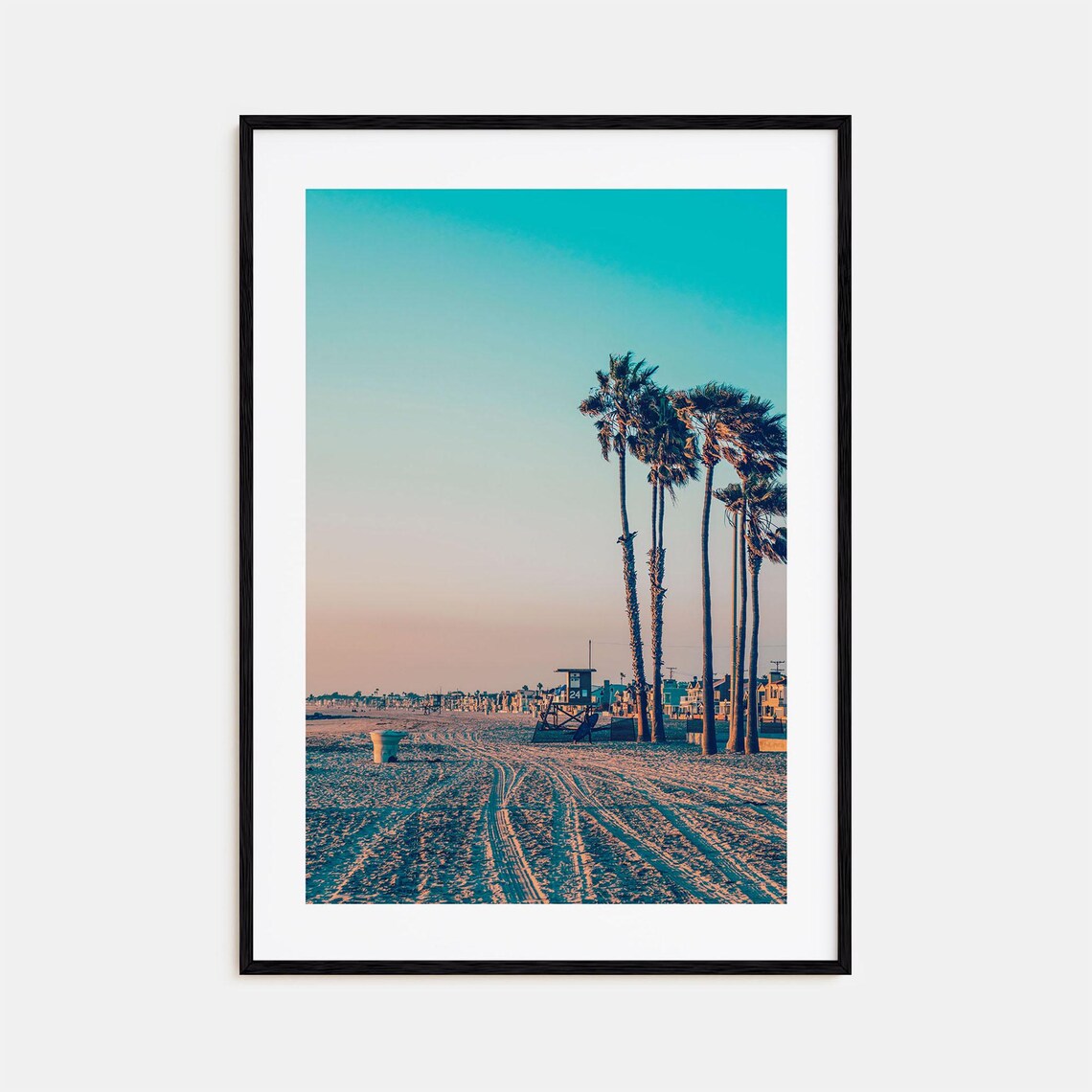 Newport Beach California Palms Sand Lifeguard Stand Beach Photo Poster