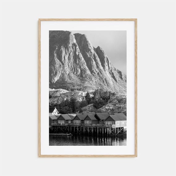 Norway Black And White Travel Poster Print