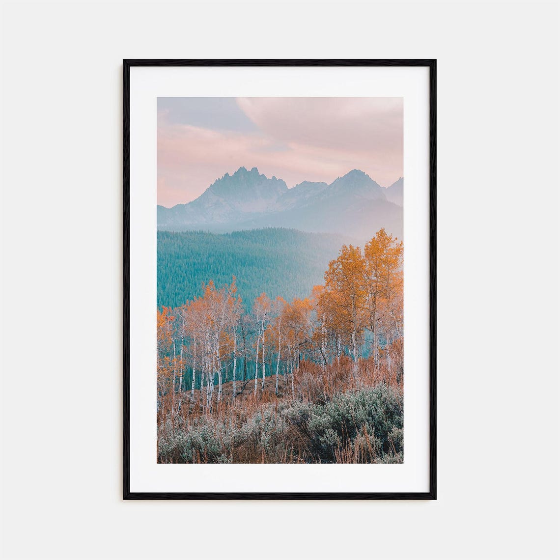 Idaho Autumn Aspen Trees Mountain Ridge Misty Valley Photo Poster