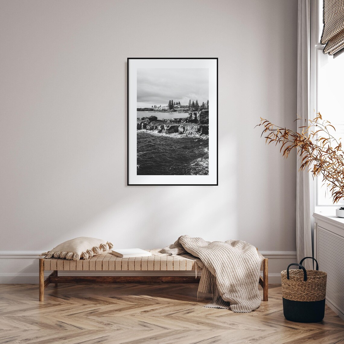 Yamba Australia Rocky Headland Black and White Coastal Poster - Image 2
