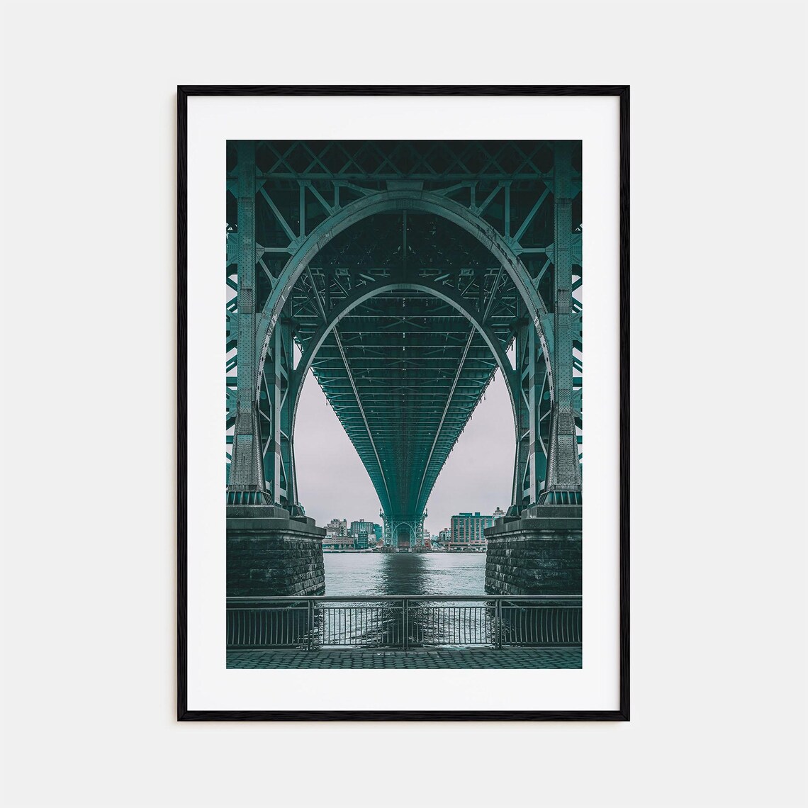Manhattan Bridge Teal Steel Arch Over East River View Photo Poster
