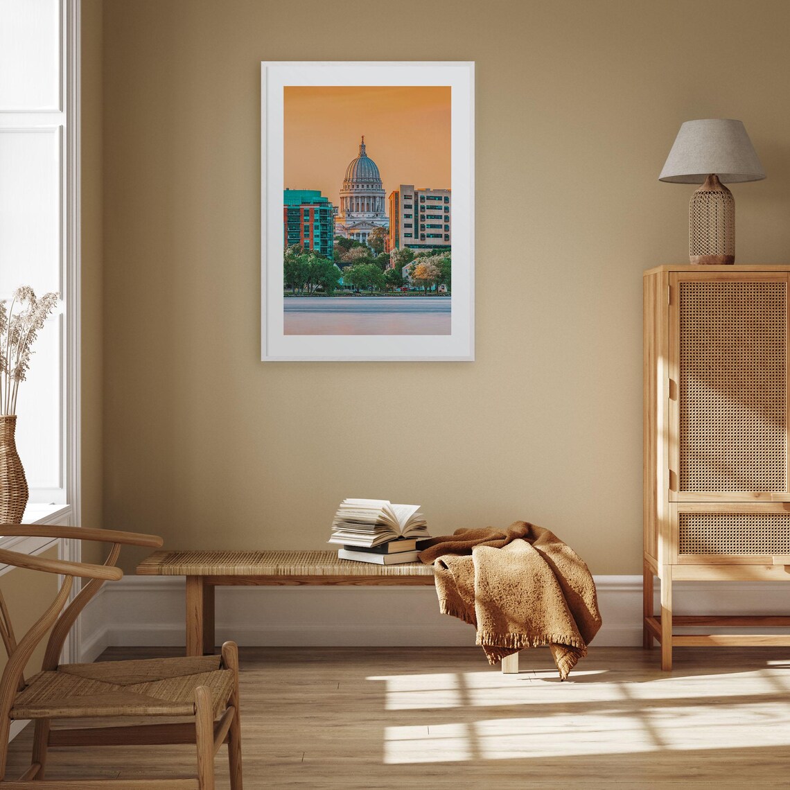 Madison Wisconsin State Capitol Dome Sunset Lake Photo Poster - Image 3
