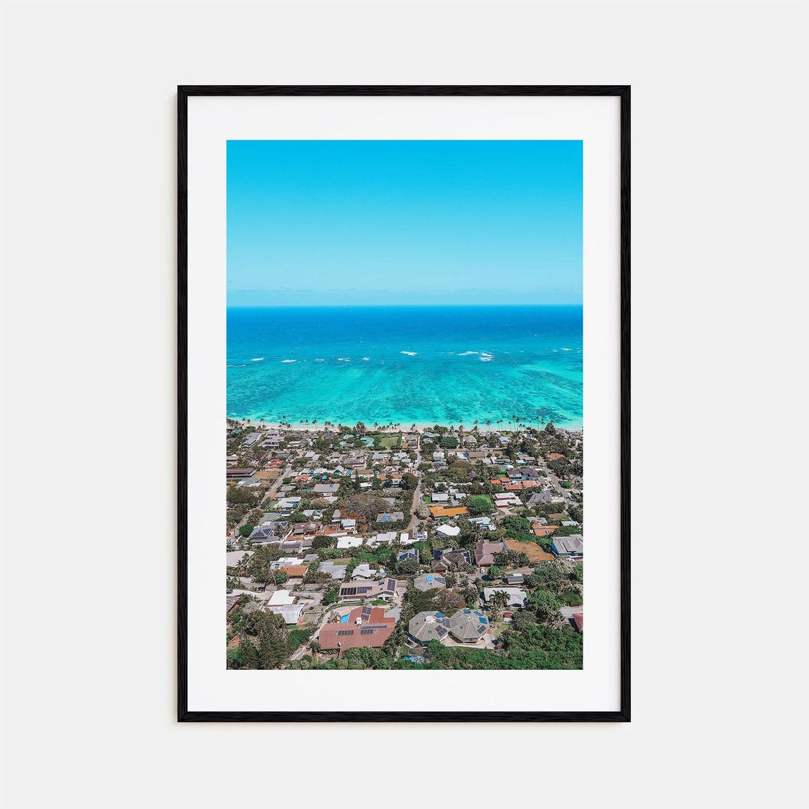Kailua Hawaii Aerial Coastline Vibrant Turquoise Ocean Poster
