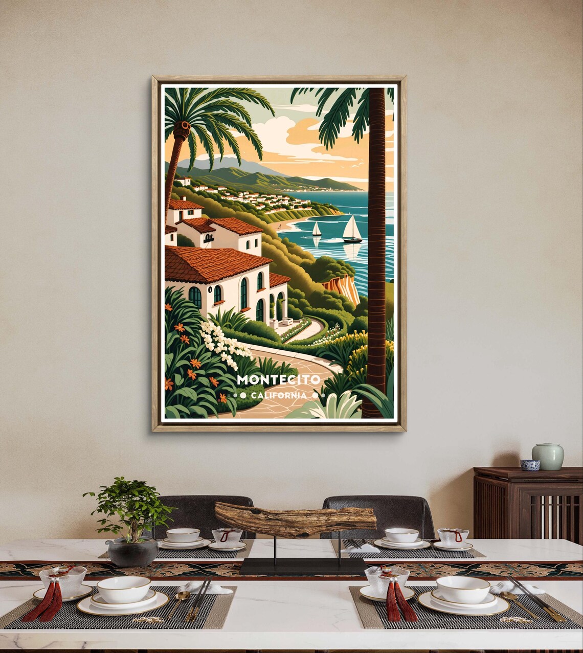 Montecito Poster California Coast Art Montecito View Print Retro Ocean Scene Luxury Coastal Decor Montecito Wall Art - Image 3