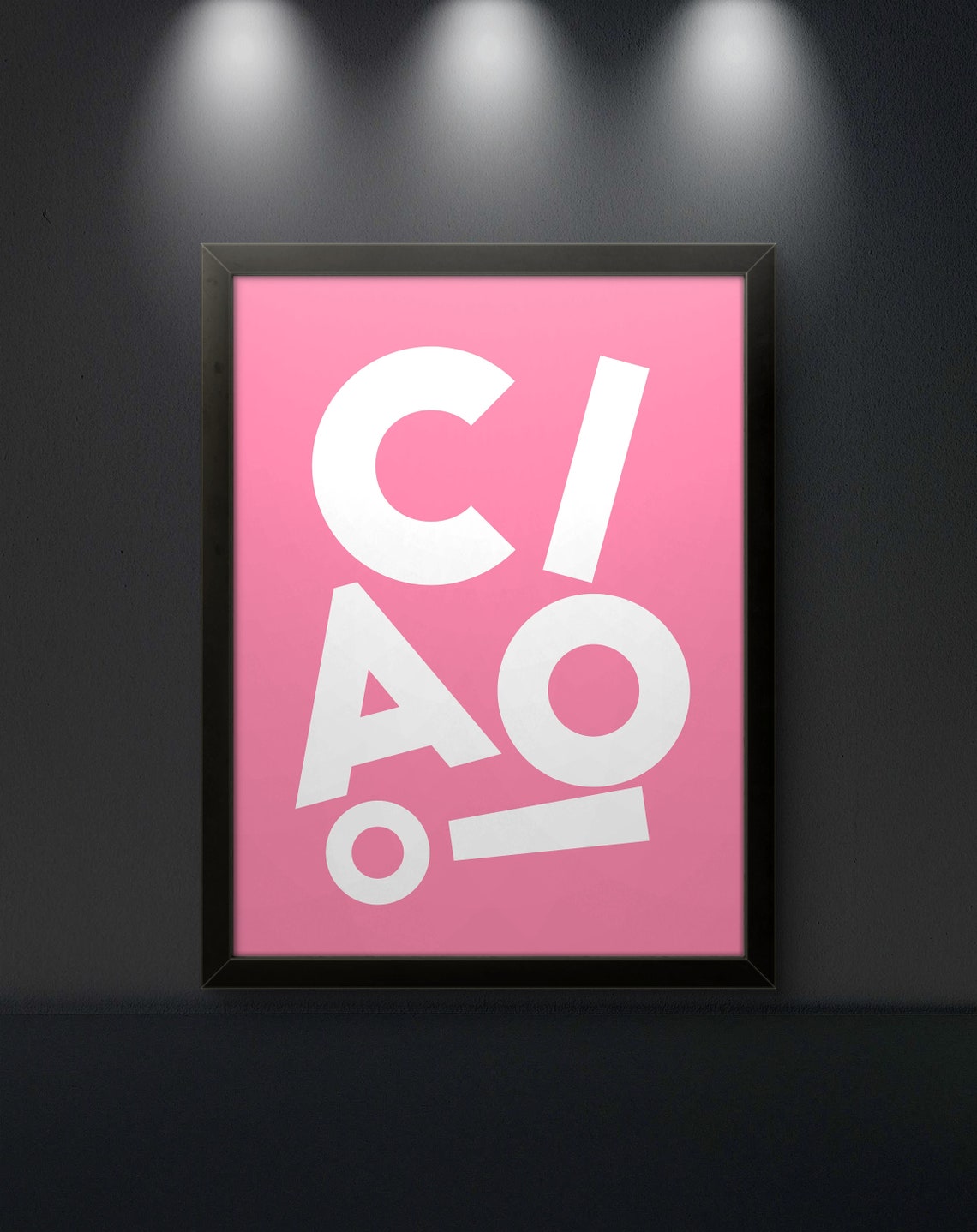Ciao Bright White Letters On Pink Minimalist Typography Poster - Image 3
