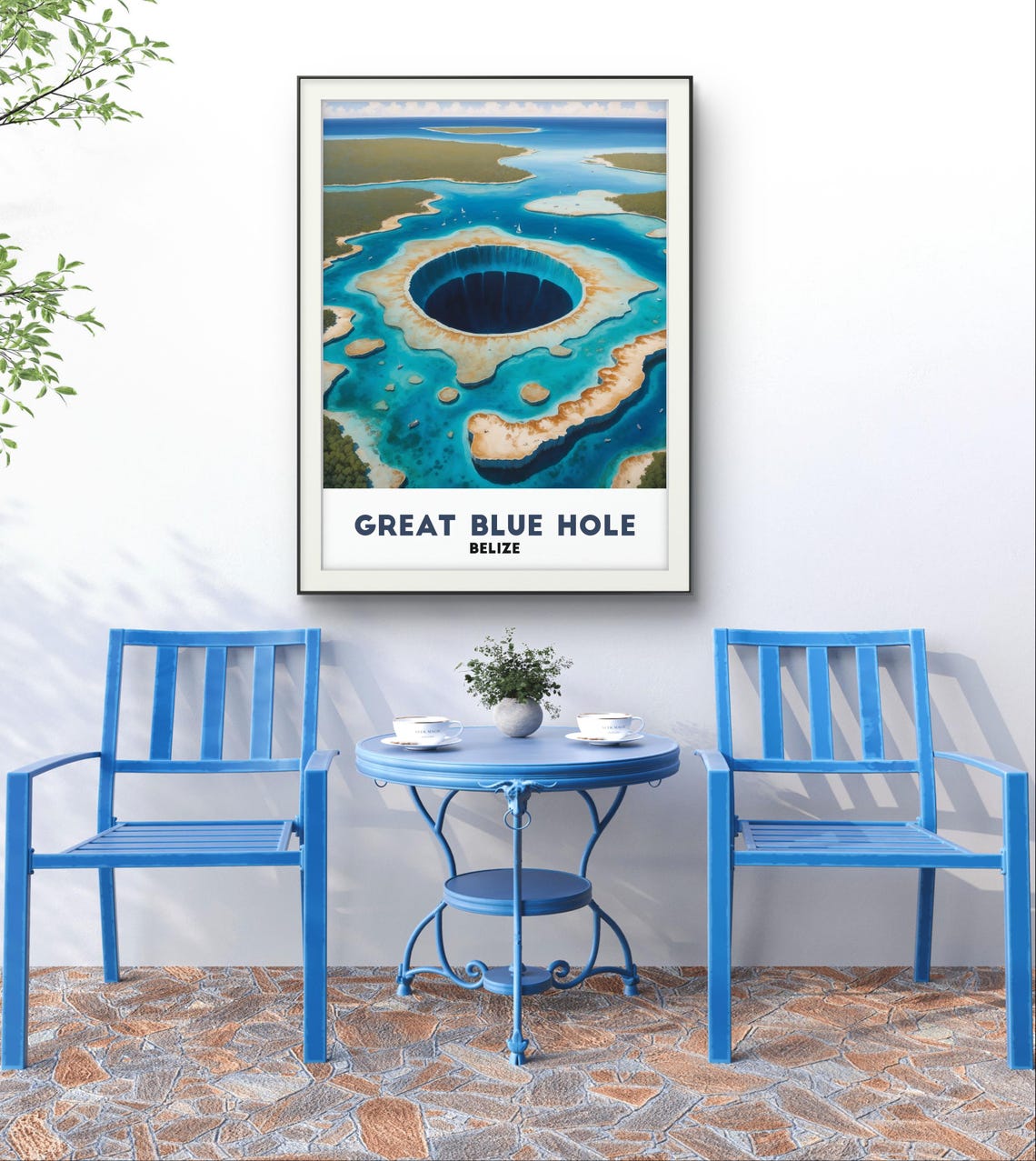 Great Blue Hole Belize Aerial View of the Famous Ocean Sinkhole Poster - Image 2