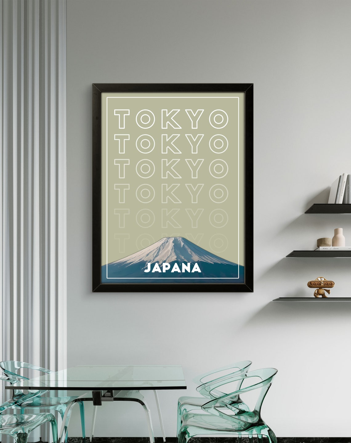 Tokyo Japan Snowy Mount Fuji Peak Minimalist Typography Art Poster - Image 3