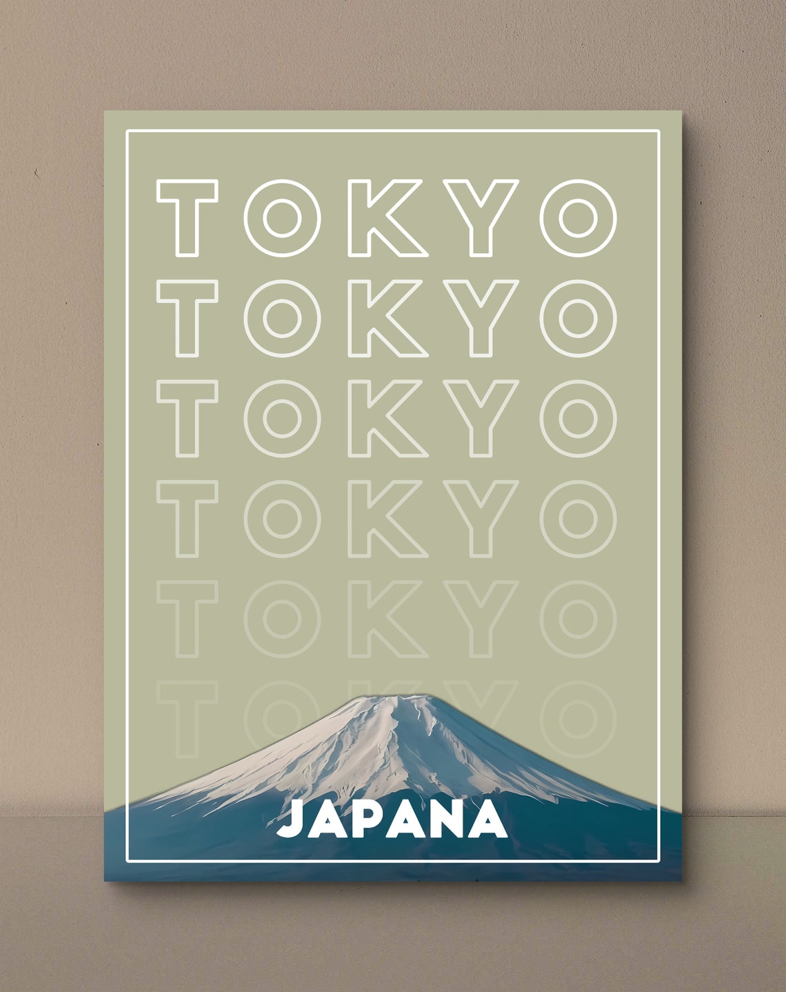 Tokyo Japan Snowy Mount Fuji Peak Minimalist Typography Art Poster