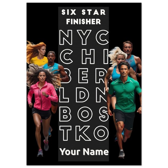 Six Star Marathon Finisher Customizable Marathon Majors Poster