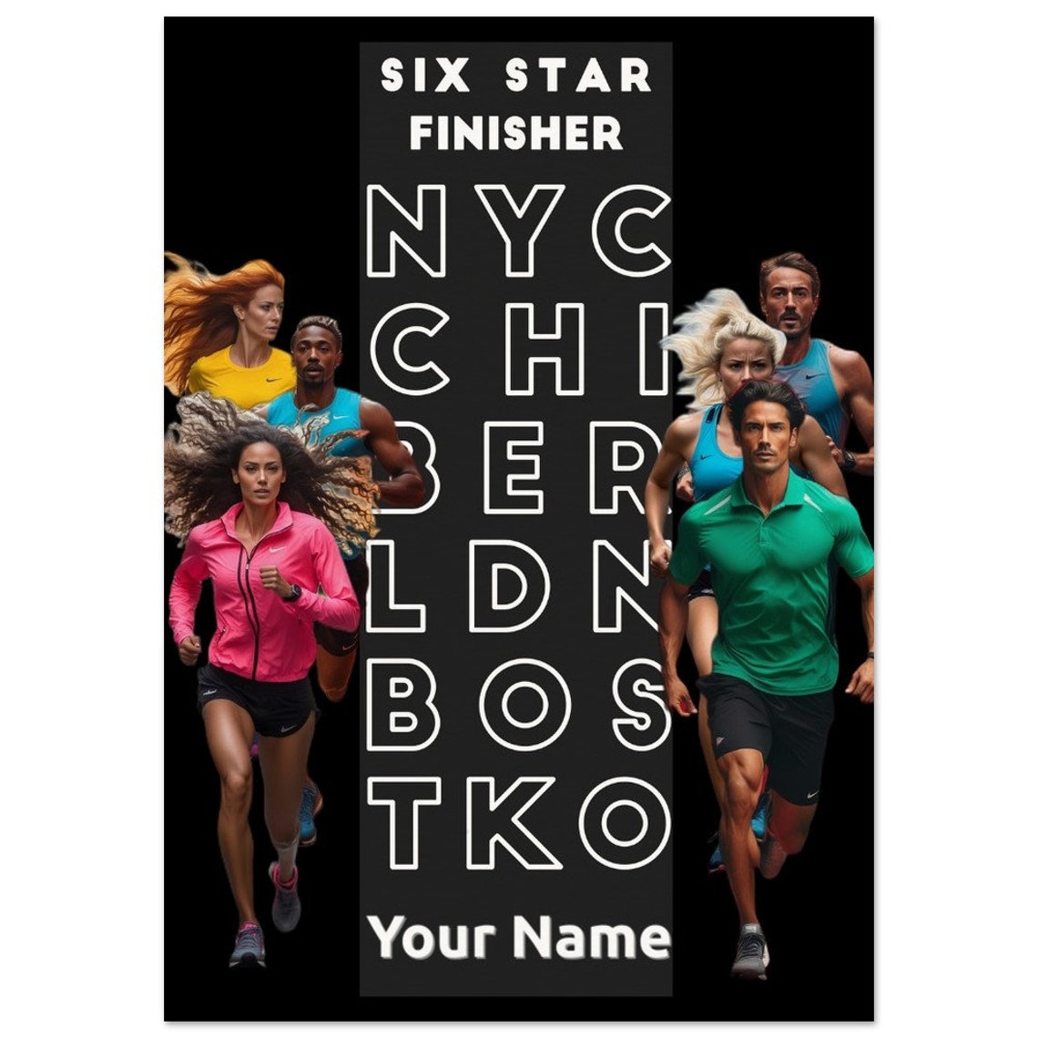 Six Star Marathon Finisher Customizable Marathon Majors Poster