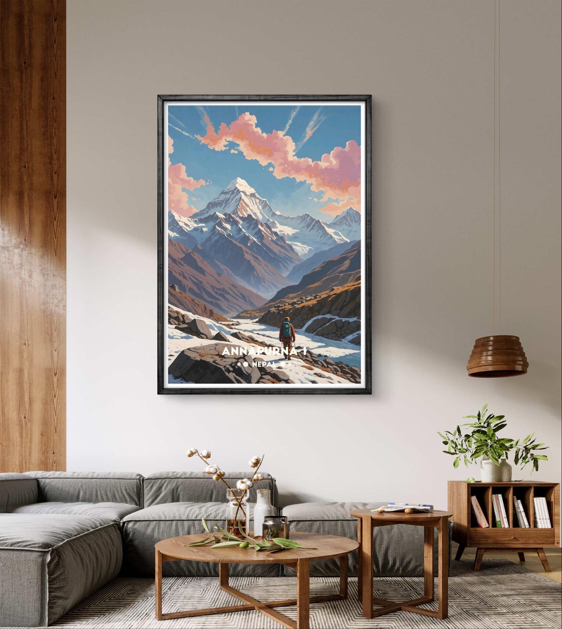 Annapurna I Nepal Lone Trekker Rocky Ridge Snow Peak Trail Poster - Image 4