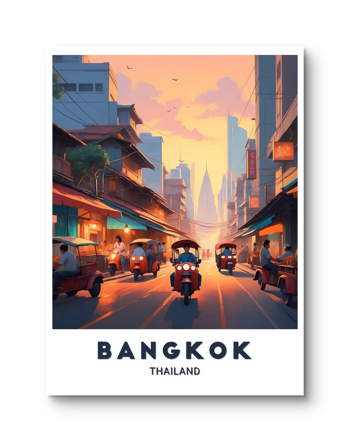 Bangkok Thailand Tuk Tuk Street At Golden Hour Travel Poster