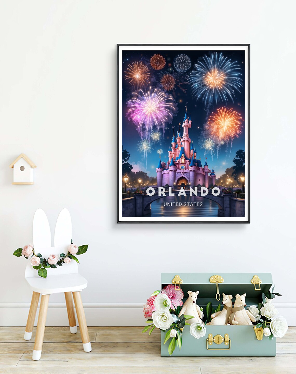 Orlando United States Nighttime Magic Castle Fireworks Show Poster - Image 3