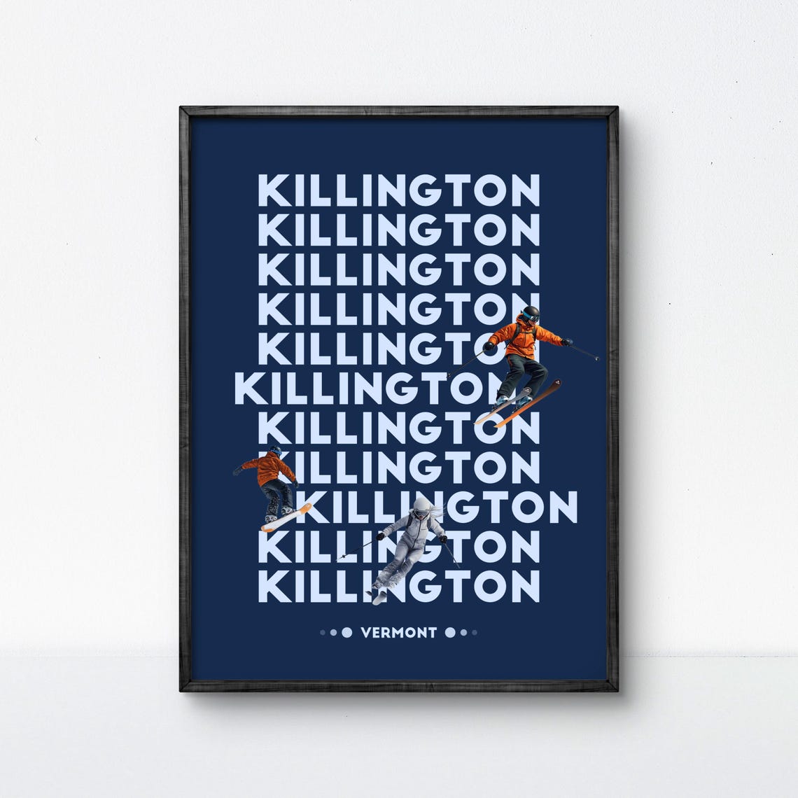 Killington Vermont Poster Modern Ski And Snowboard Wall Art Minimalist Winter Sports Decor
