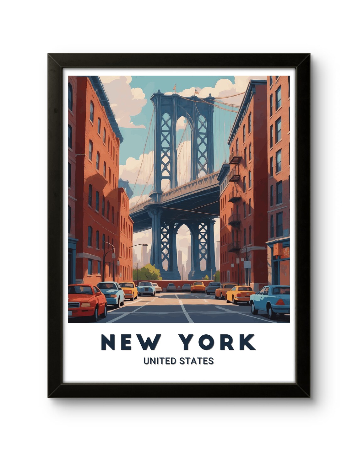 New York Manhattan Bridge Street View United States Travel Poster - Image 3