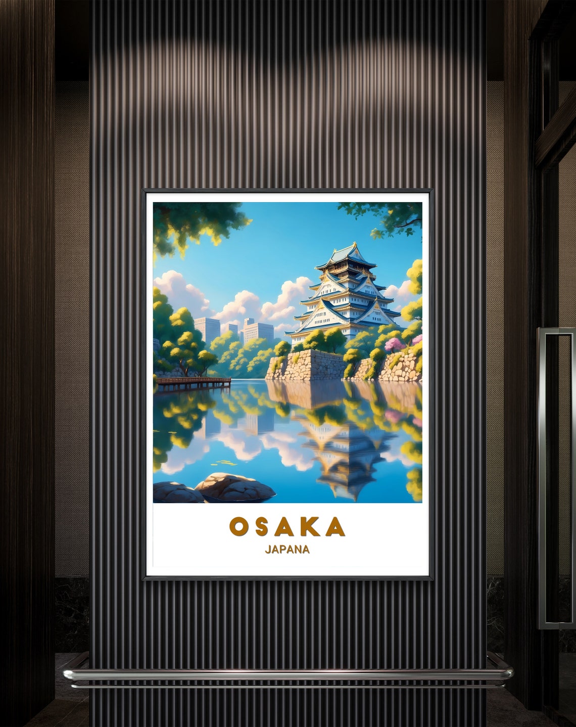 Osaka Japan Castle Moat Reflection Daytime Travel Art Poster - Image 2