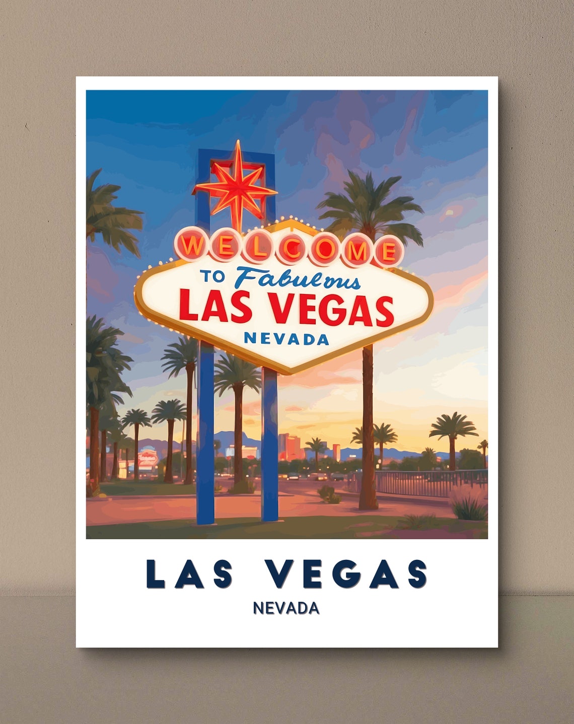 Las Vegas Welcome To Fabulous Sign Sunset Nevada Travel Poster