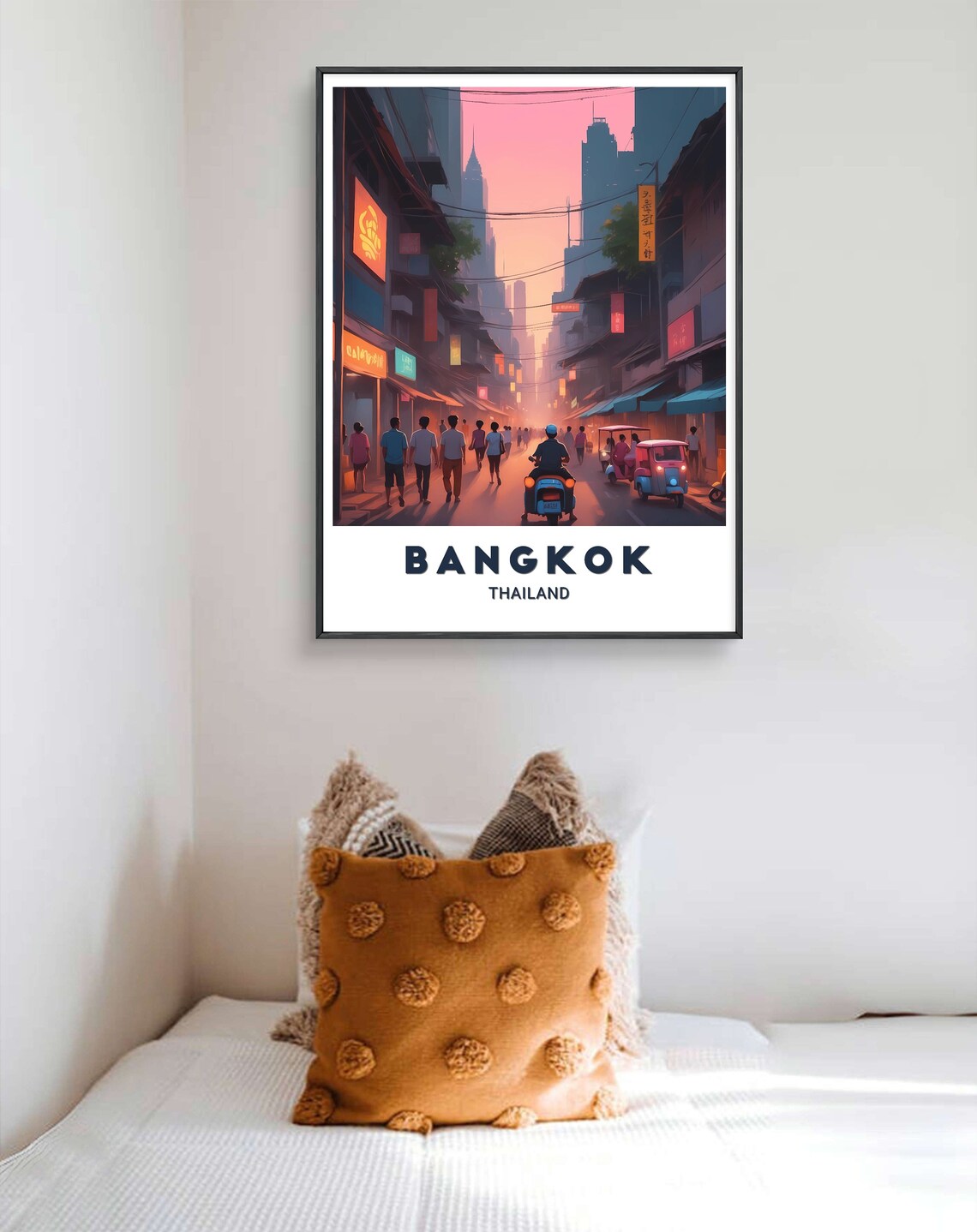Bangkok Thailand Bustling Street At Dusk With Tuk Tuks Travel Poster - Image 3