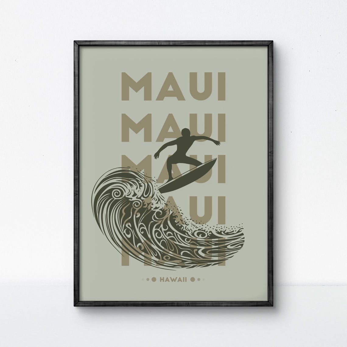 Maui Surfing Poster Minimalist Coastal Artwork For Beach Lovers And Adventure Seekers