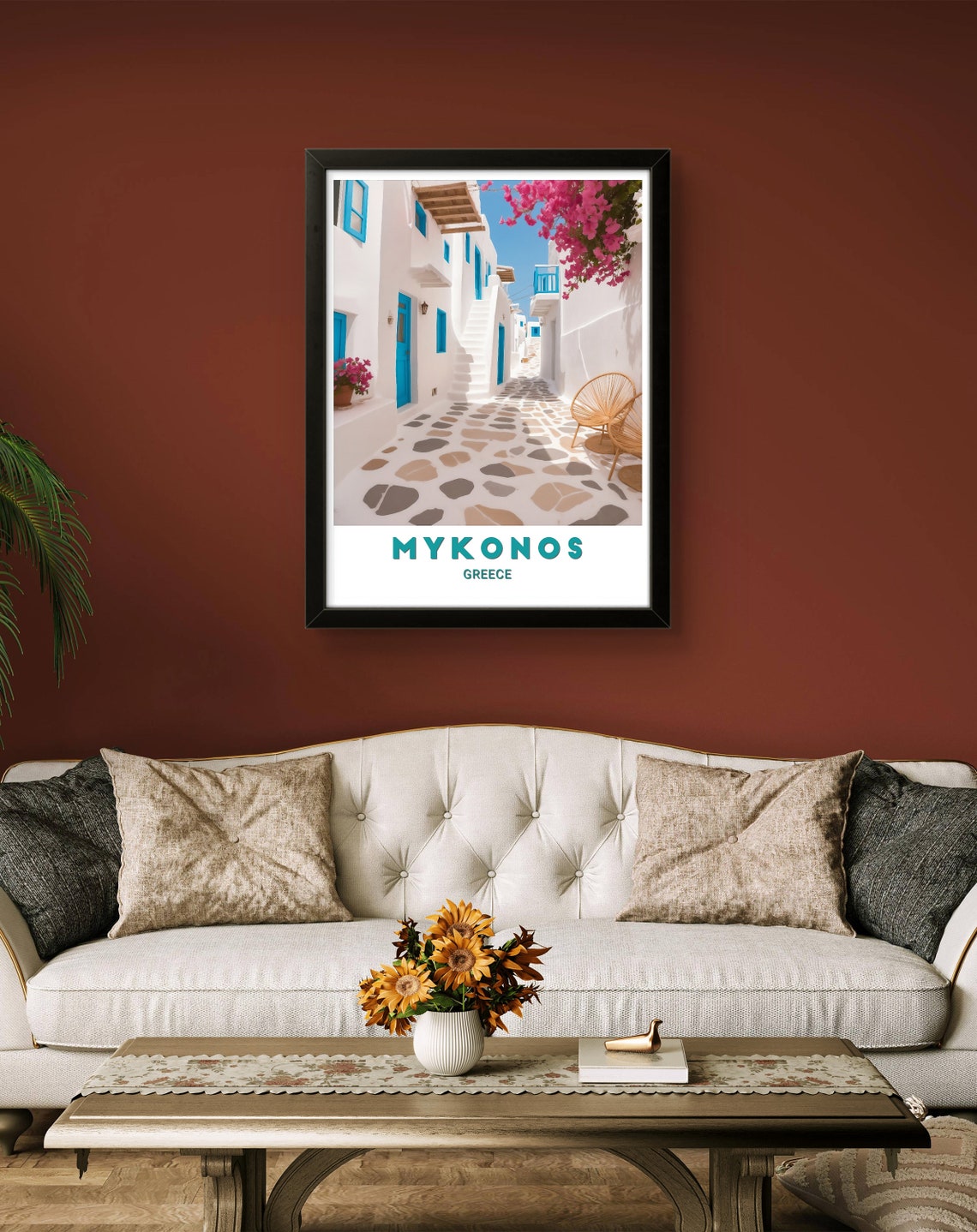 Mykonos Greece Whitewashed Alley Travel Poster Mediterranean Decor - Image 3