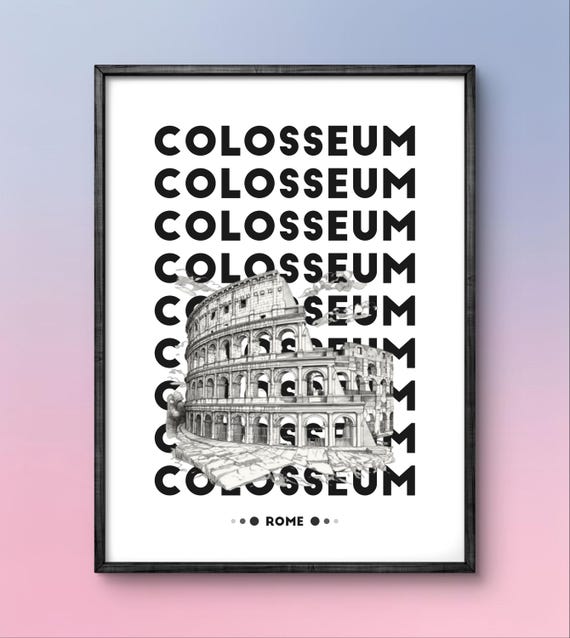Colosseum Rome Architecture Print, Modern Wall Art