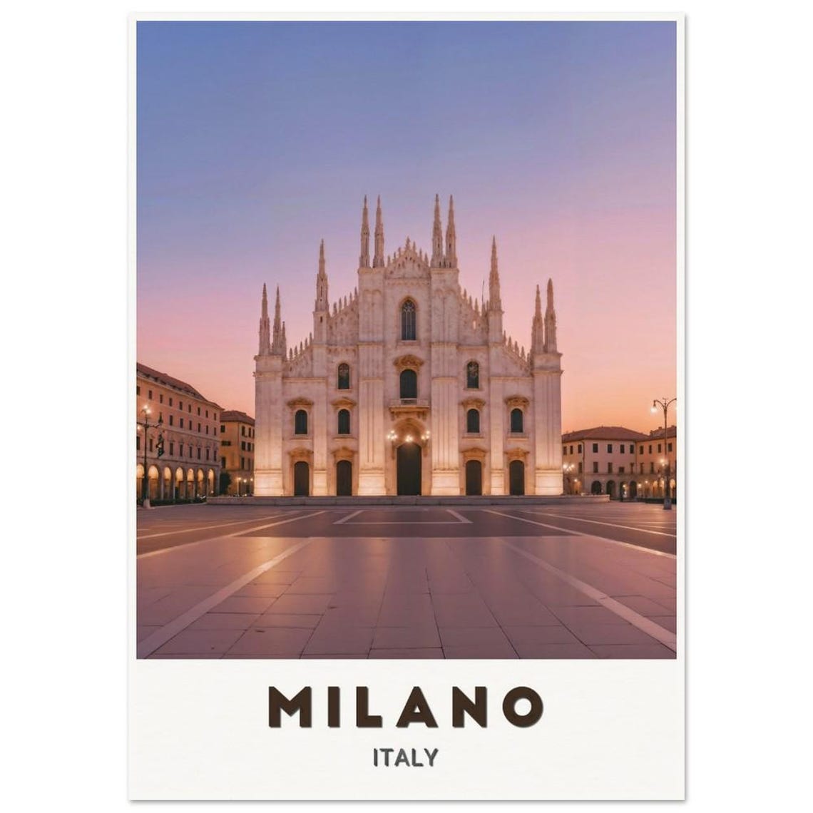 Milano Italy Duomo Di Milano Dusk Square Cathedral Glow Poster - Image 3