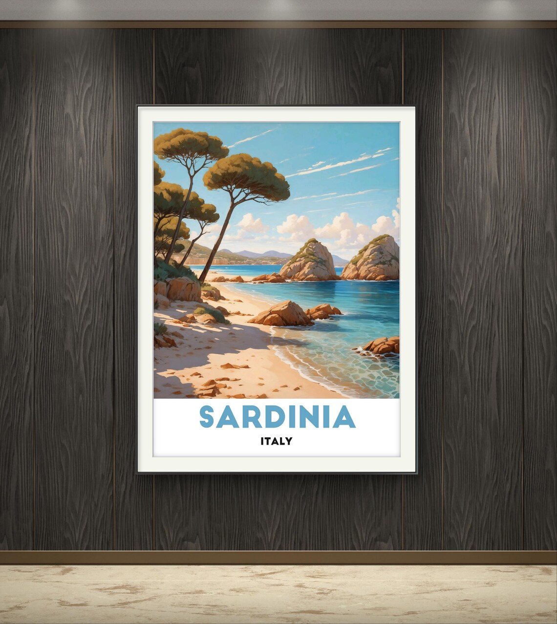 Sardinia Italy Coastal Paradise With Pine Trees and Crystal Clear Water Poster - Image 3