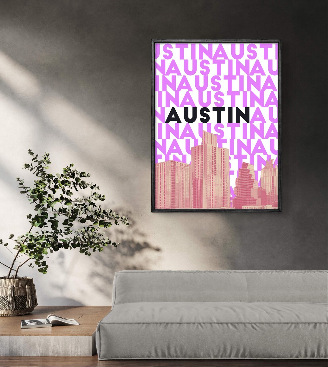 Austin Texas Skyline Poster, Modern City Art