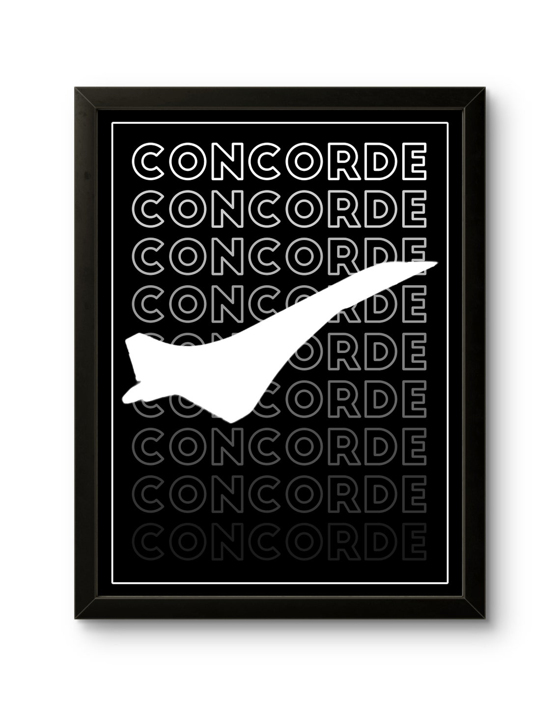 Concorde Supersonic Jet Silhouette Minimalist Aviation Art Poster
