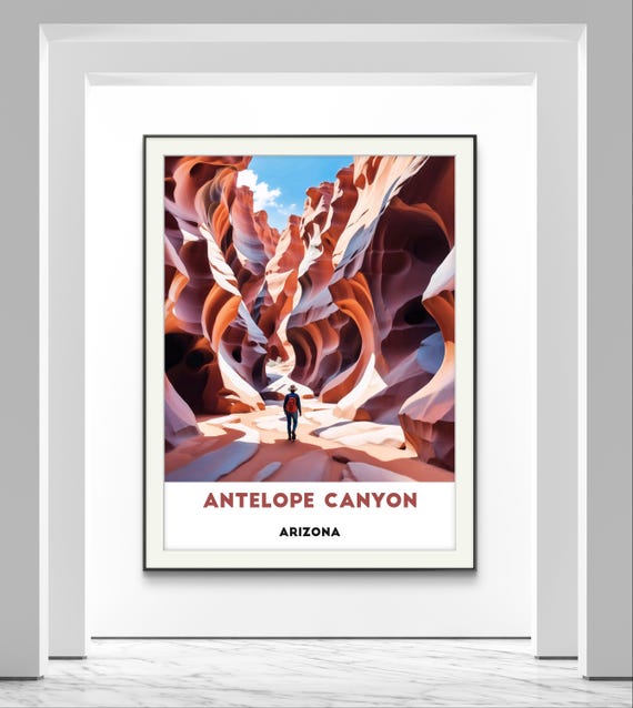 Antelope Canyon Poster Stunning Slot Canyon Adventure Arizona Travel Poster