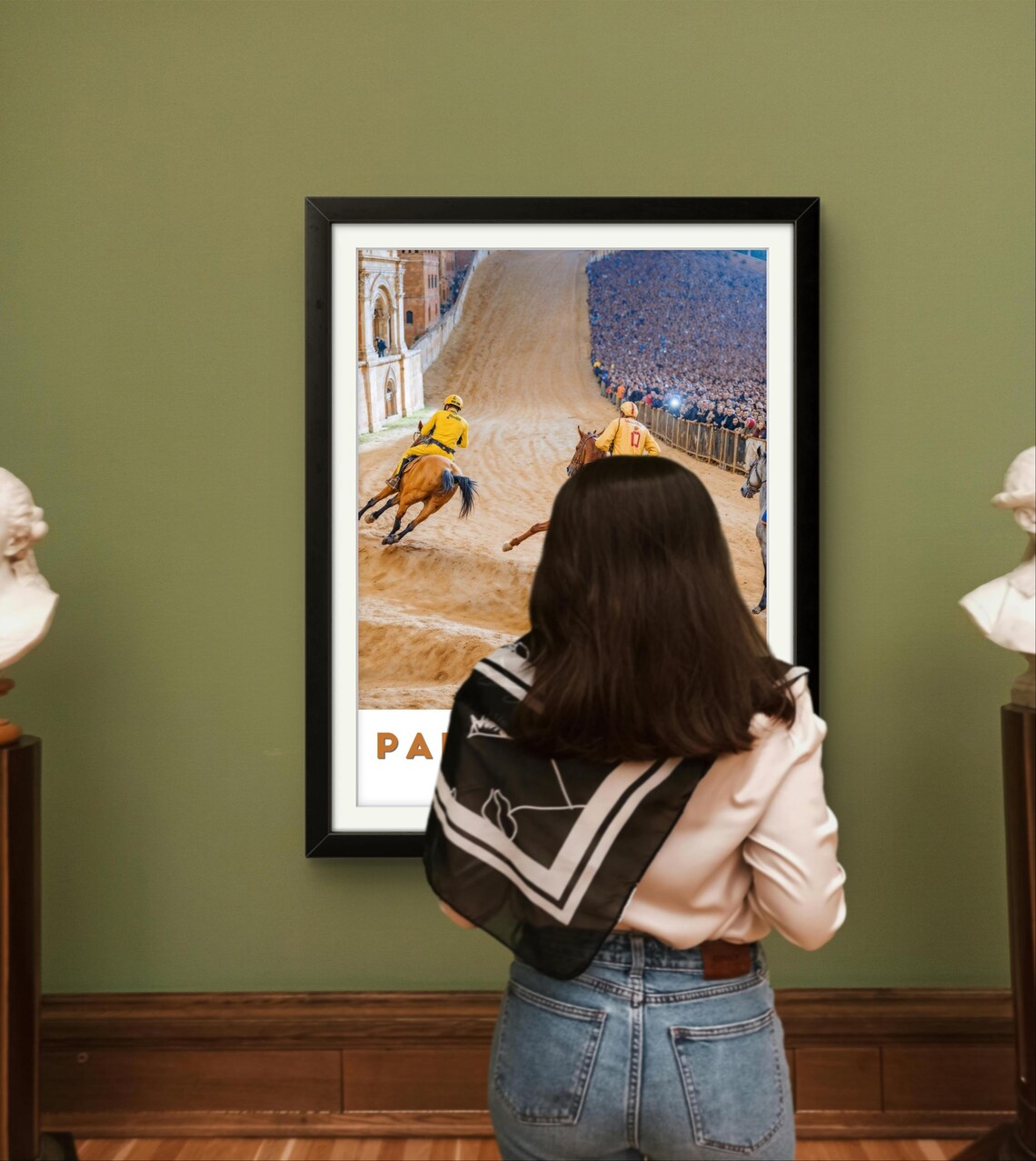 Palio di Siena Horse Race Poster Galloping Jockeys in Tuscany Italy - Image 2