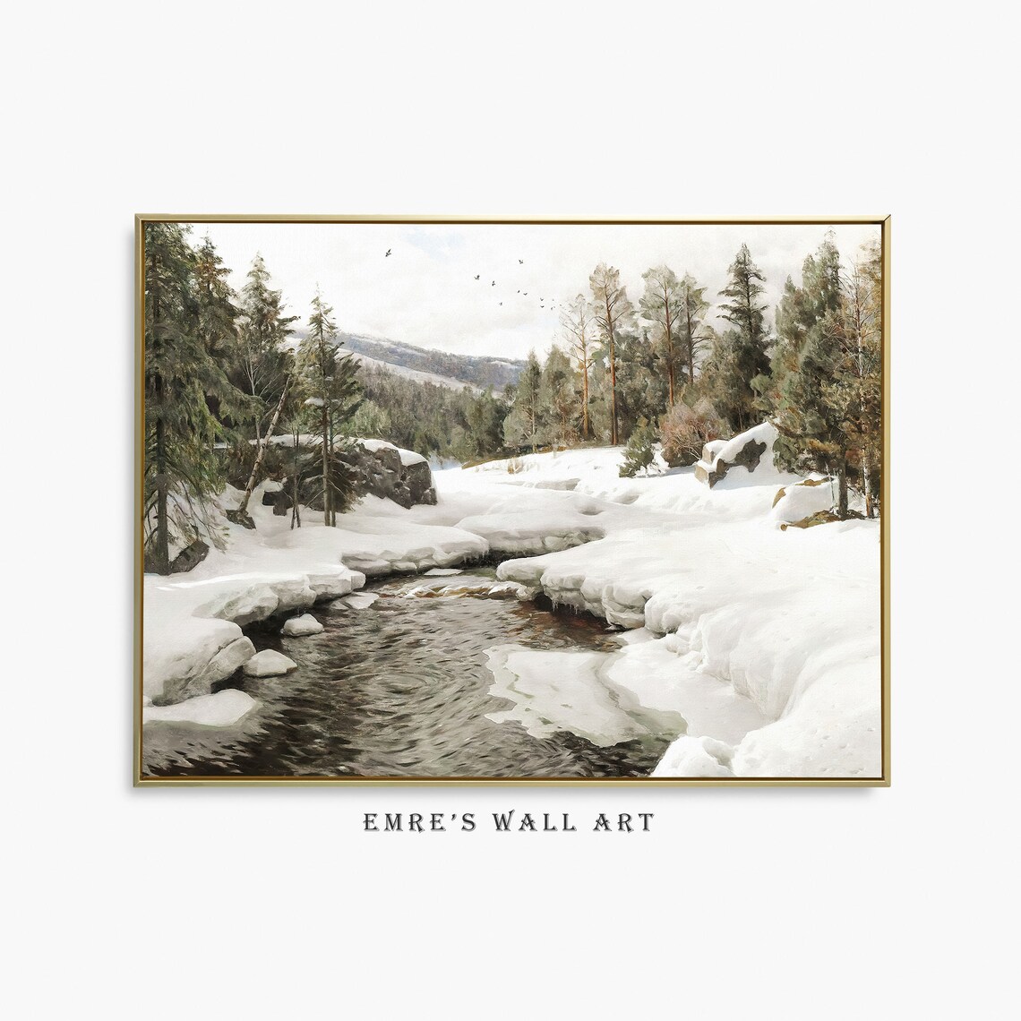Snowy Forest Landscape, Vintage Christmas Art Print