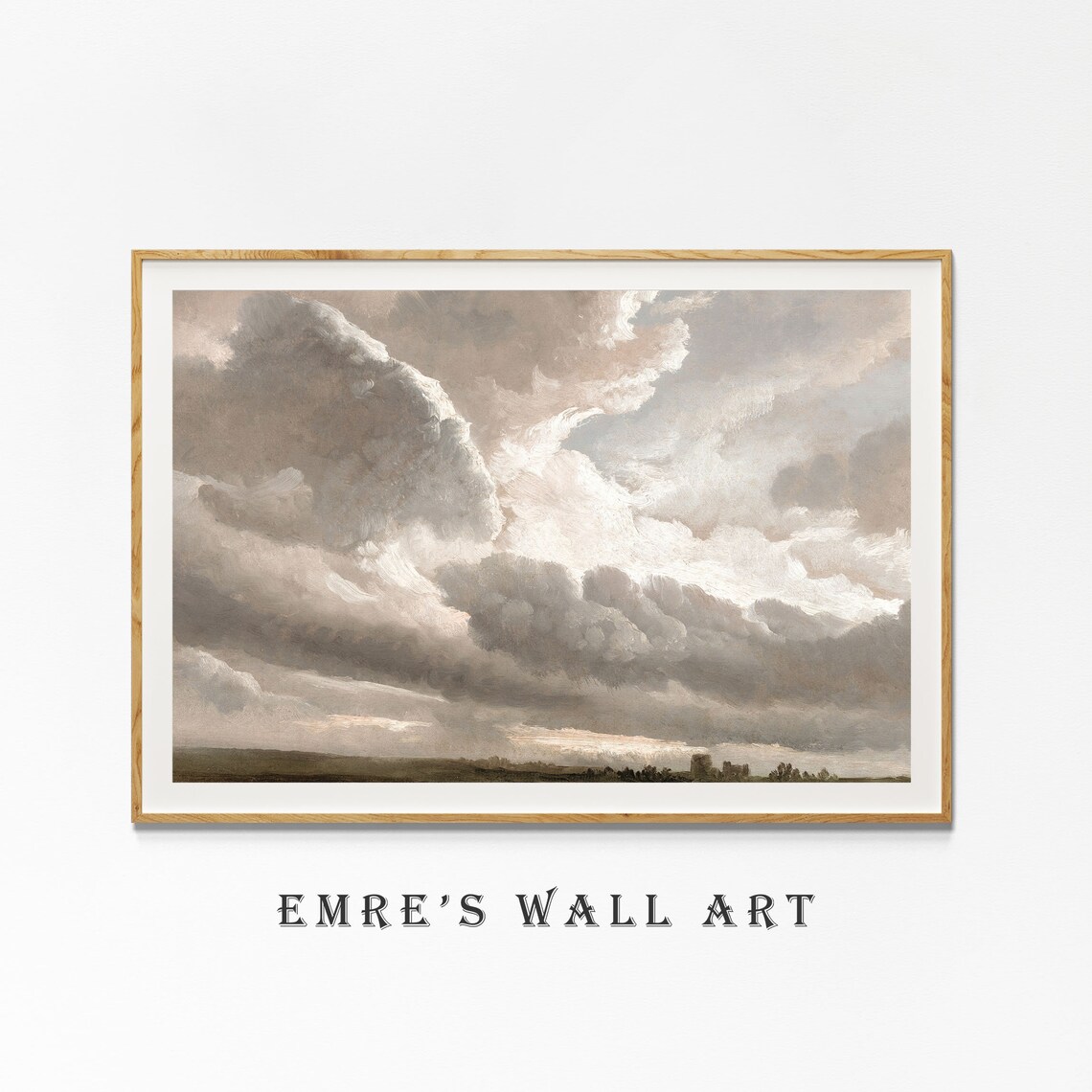 Vintage Cloud Landscape Oil Painting Art Print - Image 4