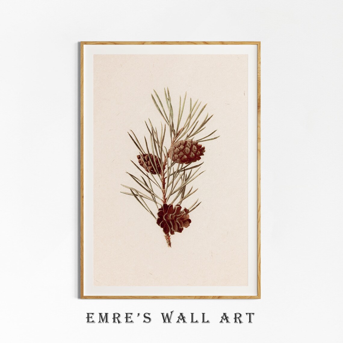 Country Christmas Pine Cone and Pine Branch Print - Image 4