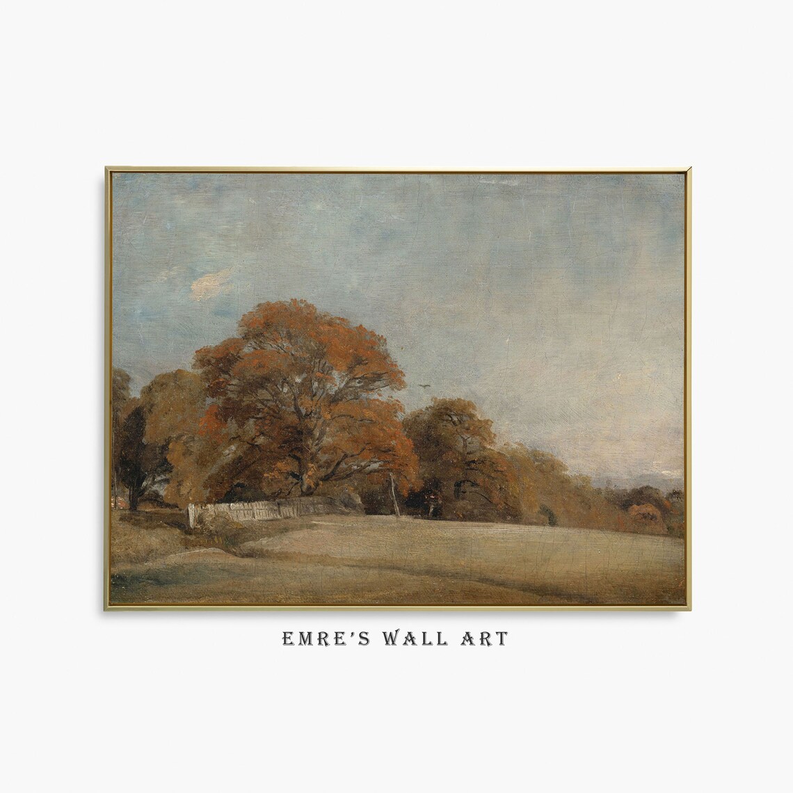 Muted Autumn Landscape Painting, Rustic Fall Print