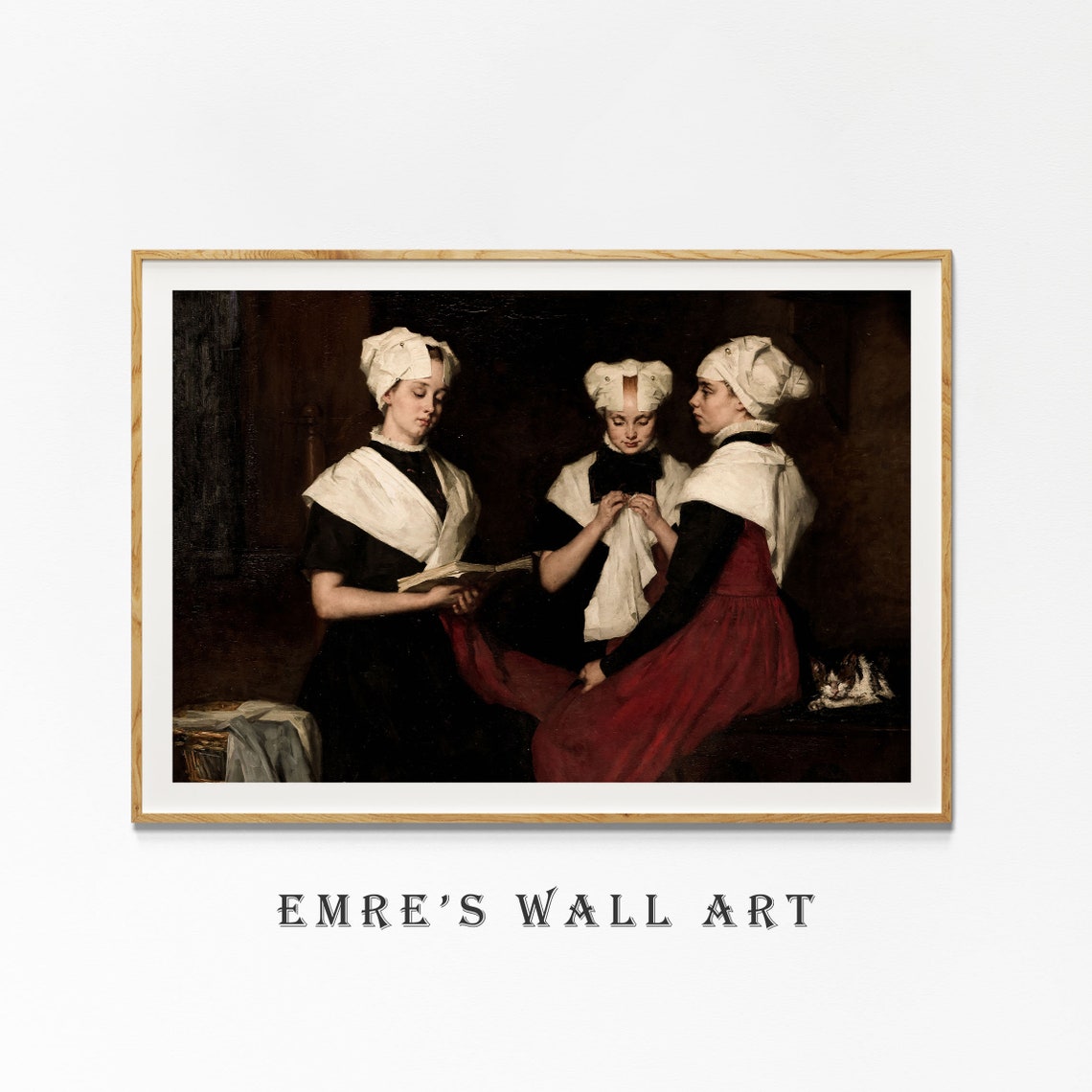 Three Women Traditional Caps Old Master Painting Scenic Poster - Image 4