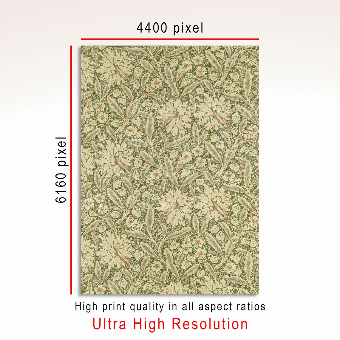 Antique Tapestry Botanical Pattern Art Print - Image 3