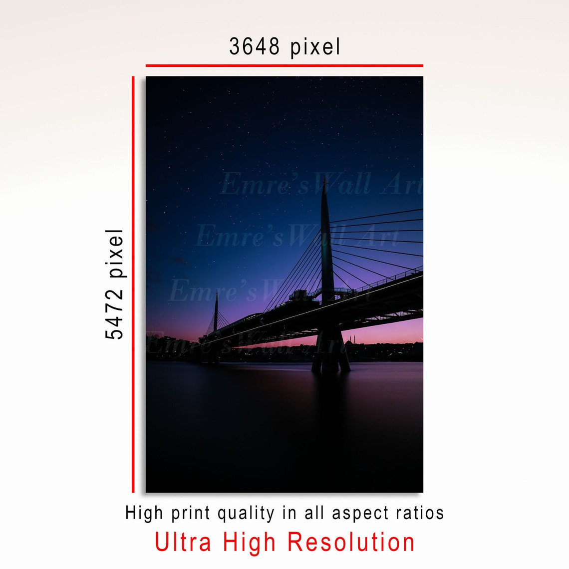 Istanbul Cable Bridge Starry Night Sky Cityscape Photo Poster - Image 3