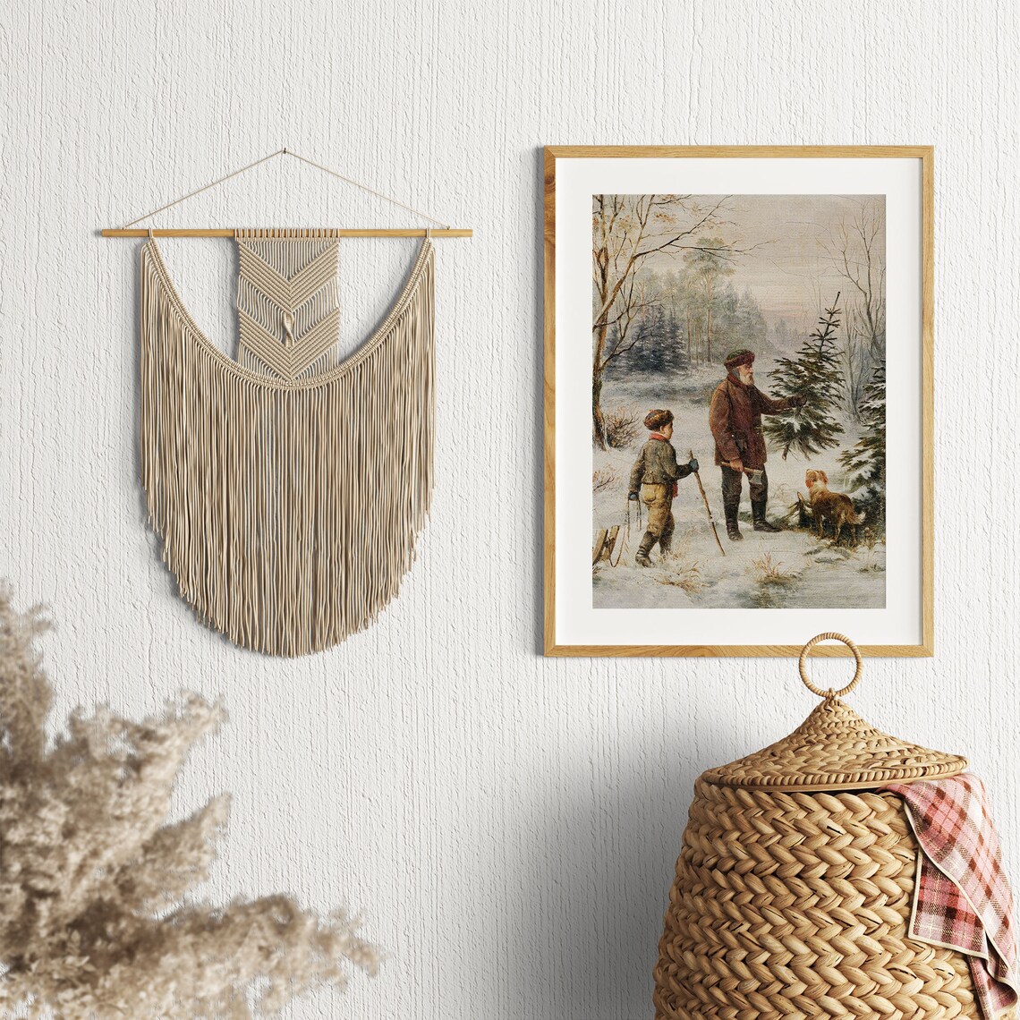 Vintage Christmas Pine Forest Winter Landscape Art Print - Image 2