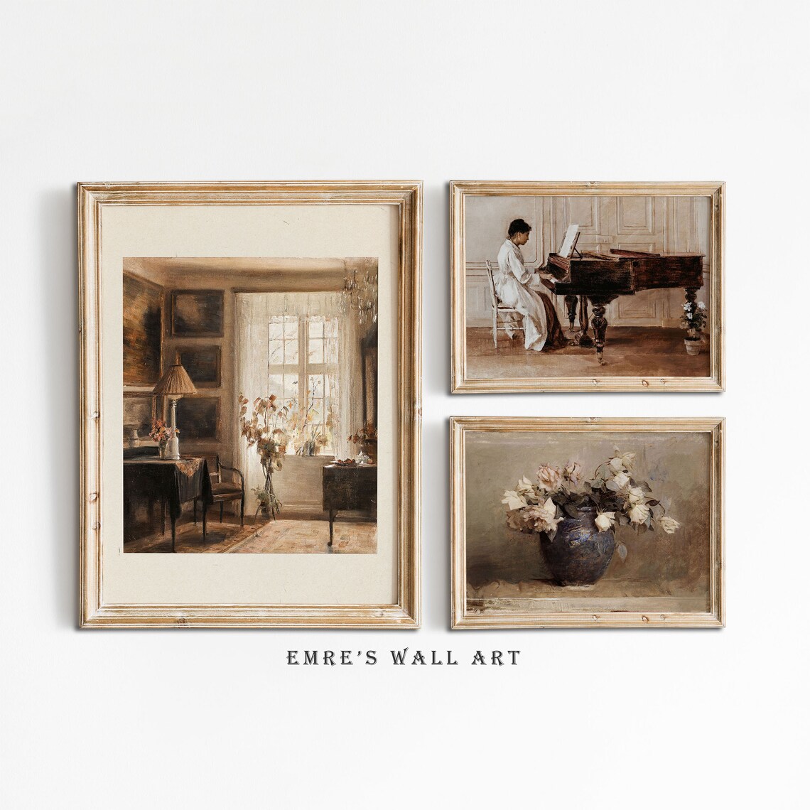 Neutral Living Room Vintage Beige Wall Art Print