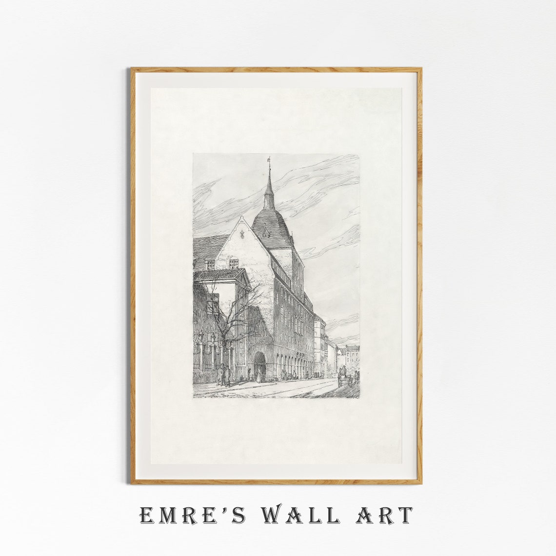 Old Church Spire Vintage Architectural Pencil Sketch Drawing Poster - Image 4