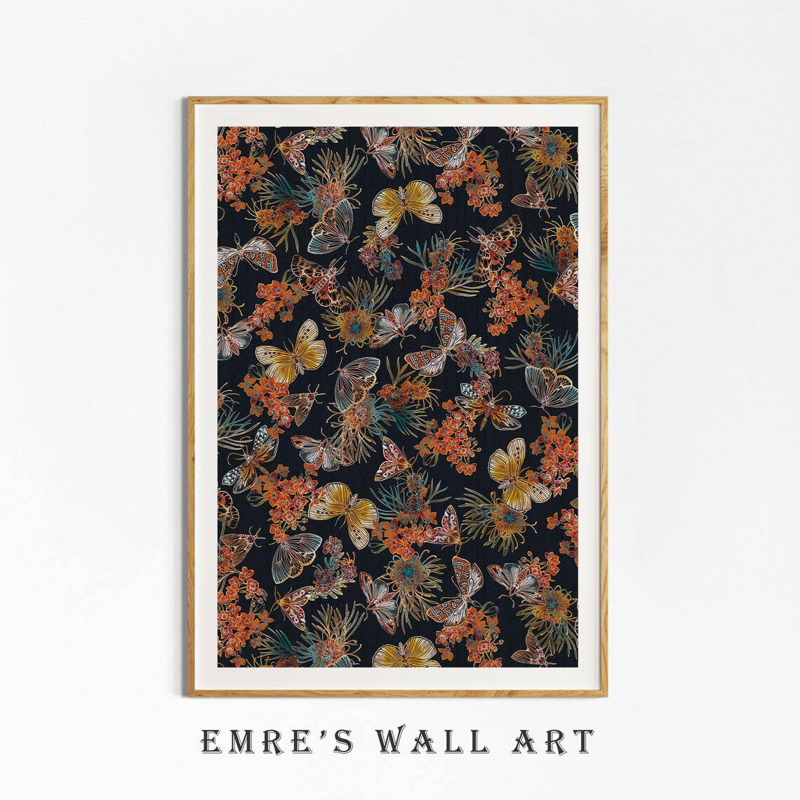 Vintage Textile Butterfly Rug Pattern Art Print - Image 4