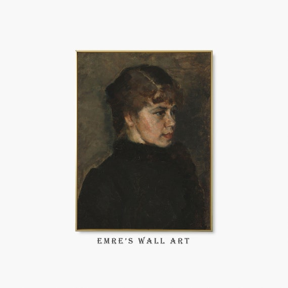 Vintage Woman Portrait Art Antique Woman Oil Painting Moody Wall Art Print Victorian Wall Decor Vintage Art