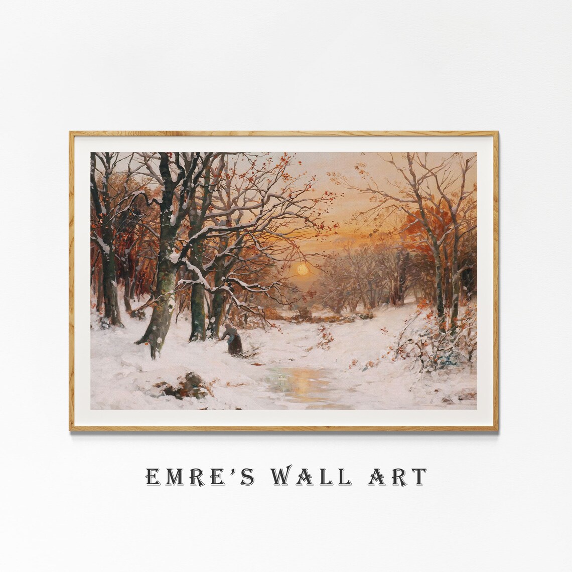 Snowy Forest Landscape Painting, Rustic Winter - Image 4