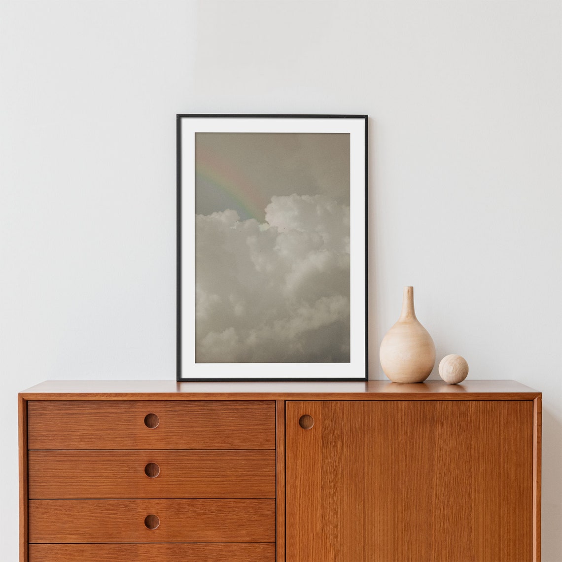 Soft Cloudy Sky with Faint Rainbow Minimalist Neutral Cloud Poster - Image 2