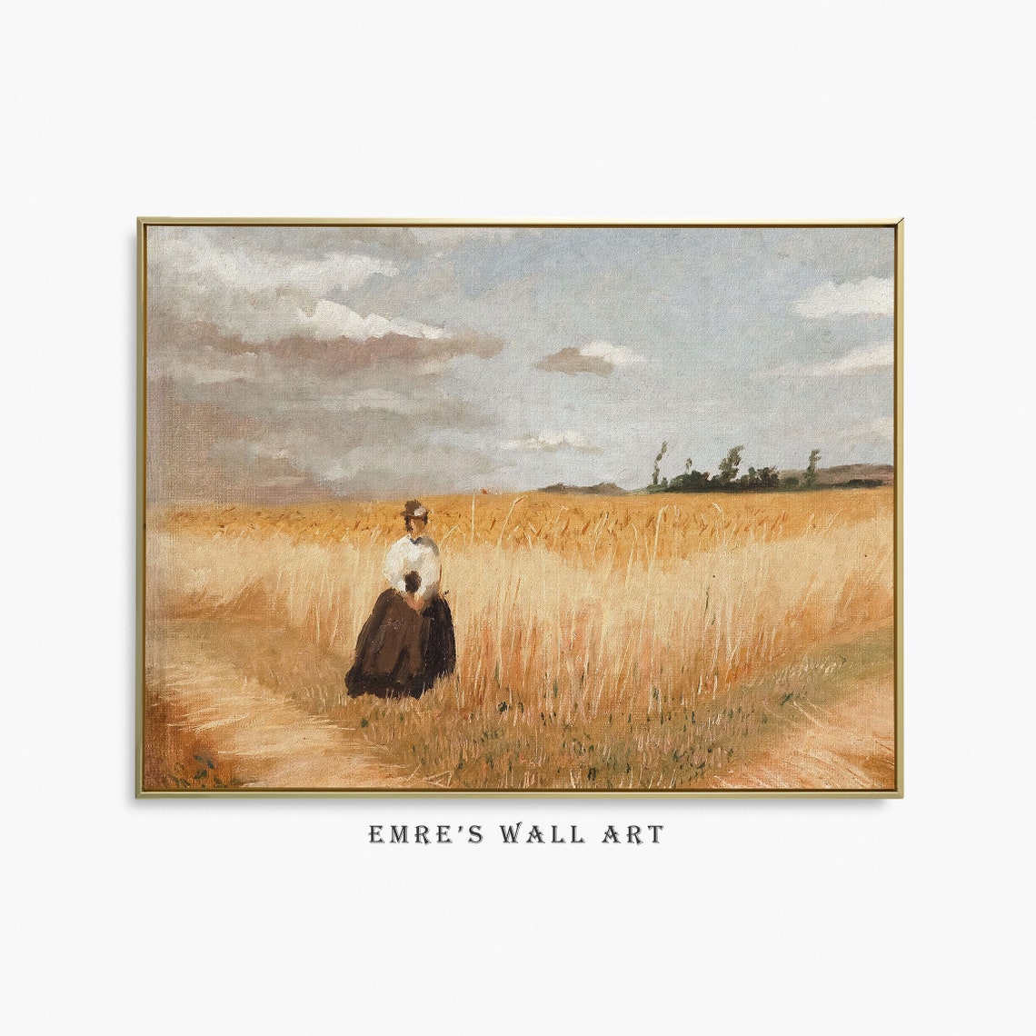 Wheat Field Painting Countryside Art Print Farmhouse Field Painting Village Oil Painting Summer Landscape Painting Farmhouse Summer Art
