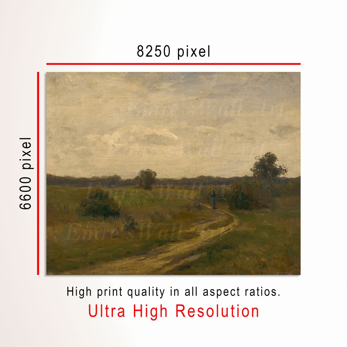 Winding Country Path Through Fields Vintage Pastoral Landscape Poster - Image 3