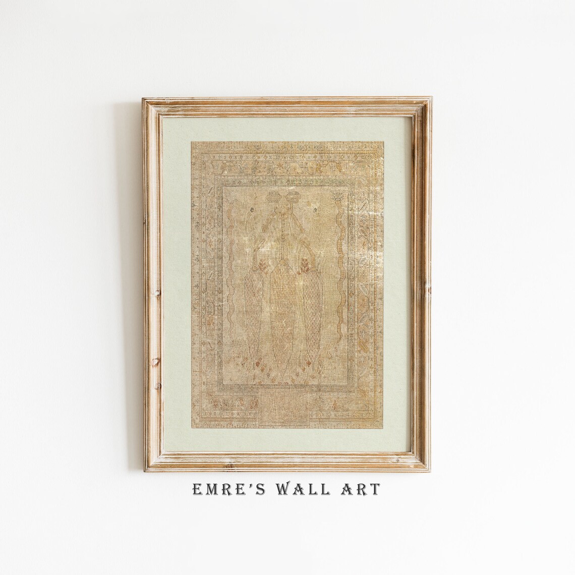 Vintage Textile Wall Art Print, Neutral Eclectic Decor